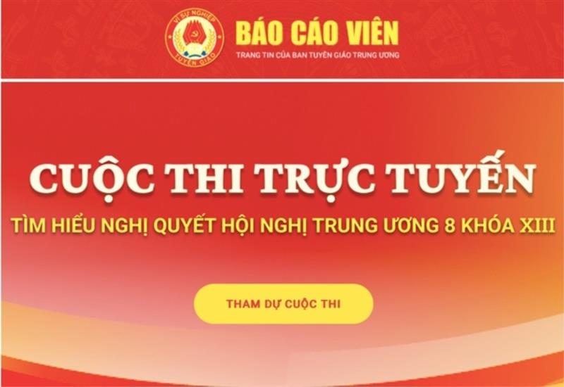 Banner của Cuộc thi trực tuyến tìm hiểu Nghị quyết Hội nghị Trung ương 8 khóa XIII.