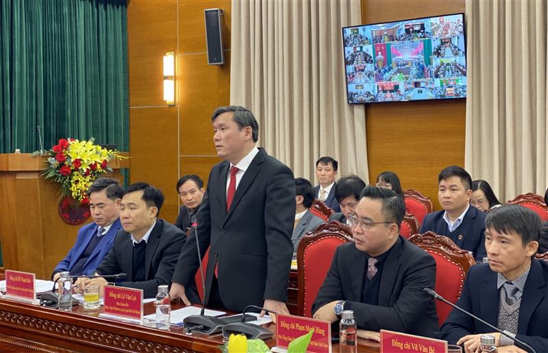 Đồng chí Lê Văn Lợi, Phó Giám đốc Học viện Chính trị quốc gia Hồ Chí Minh, Trưởng ban Tổ chức Cuộc thi phát biểu tại lễ phát động.