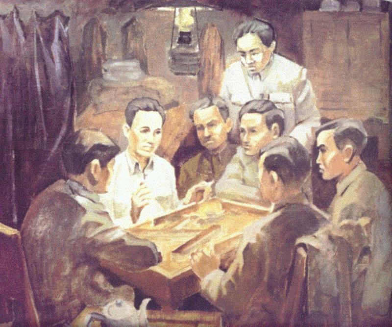 Hội nghị hợp nhất các tổ chức cộng sản Việt Nam. Tranh Phan Kế An.