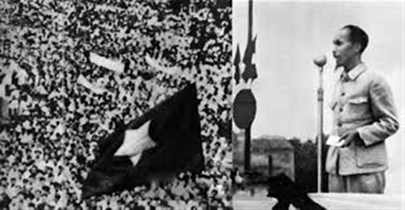 Chủ tịch Hồ Chí Minh đọc bản Tuyên ngôn Độc lập tại Quảng trường Ba Đình (Hà Nội)  vào ngày 02/9/1945